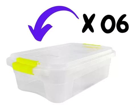 Set De 06 Cajas Organizadoras De 10 Litros Transparentes MercadoLibre