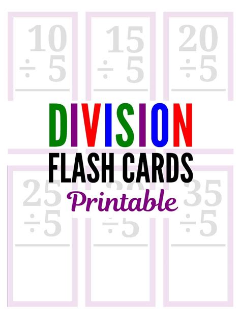 Division Flash Cards Printable