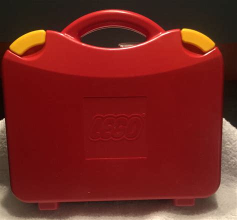 2012 Lego Brick Carry Storage Case With Handle Red And Yellow Ebay