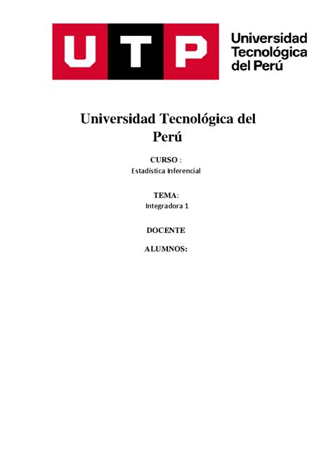 Semana 4 taller 1 integradora Universidad Tecnológica del Perú