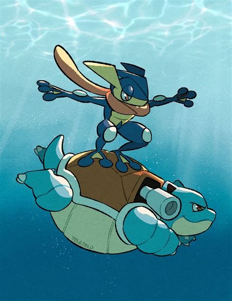 greninja and blastoise (pokemon) drawn by teletelo | Danbooru