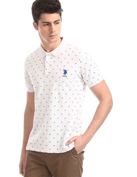 Buy Men White Slim Fit Printed Polo Shirt online at NNNOW.com