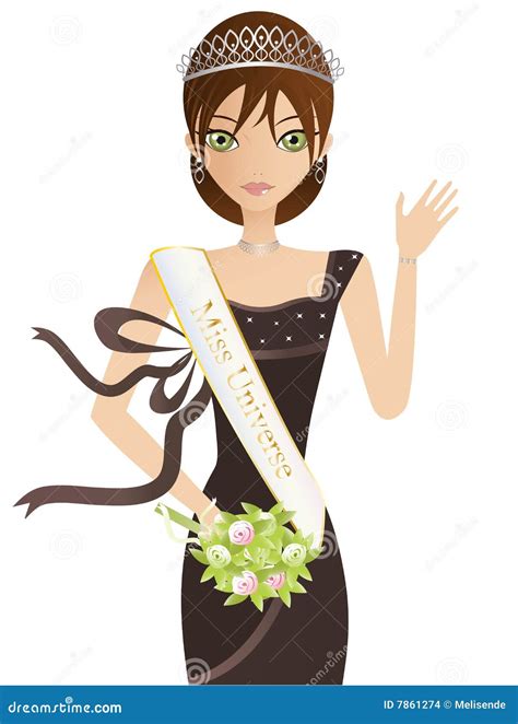 Miss Universe Vector Illustration Woman Isolated On White Background ...