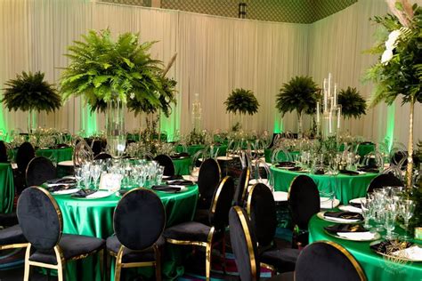 Luxury Emerald Wedding With Pampas Grass Black And Gold Wedding Chairs