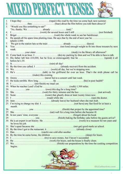 Mixed Perfect Tenses English Esl Worksheets Tenses English Perfect