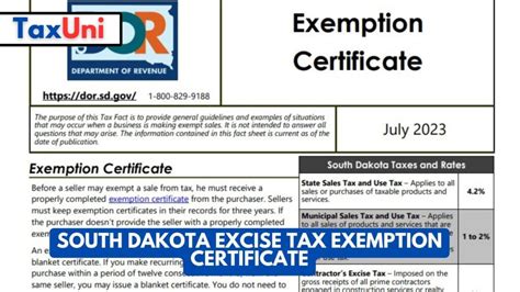 South Dakota Excise Tax Exemption Certificate