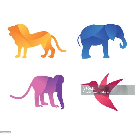 hewan liar hutan hewan peliharaan logo siluet geometris poligon