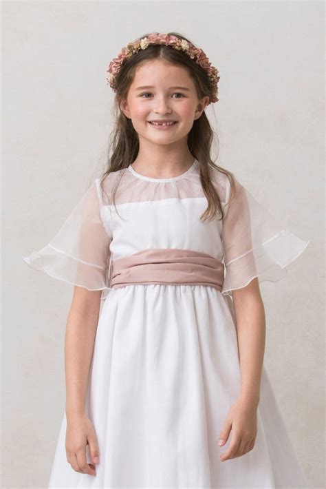 Faj N Rosa Nude Lazos De Vestidos De Comuni N Ni A Qu Mono