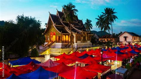 Luang Prabang Laos Famous Night Market In Luang Prabang Laos With