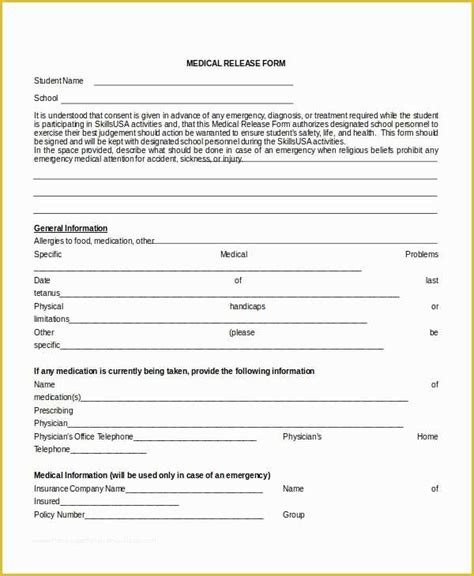 Free Medical Consent Form Template Of 10 Medical Release Forms Free