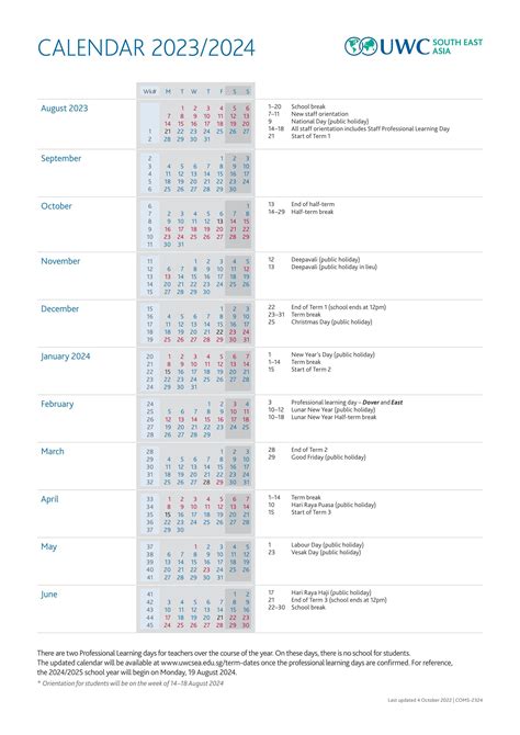 Uwcsea Term Dates Calendar 20232024 By Uwcsea Issuu