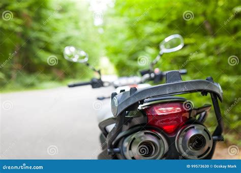 Motorcycle Parked On The Road Stock Photo Image Of Motorcyclist Fast