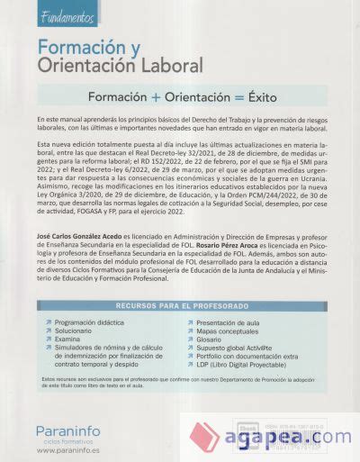 Formacion Y Orientacion Laboral Fundamentos Edicion Jose