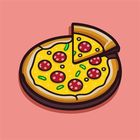 Ilustración de dibujos animados de pizza Vector Premium