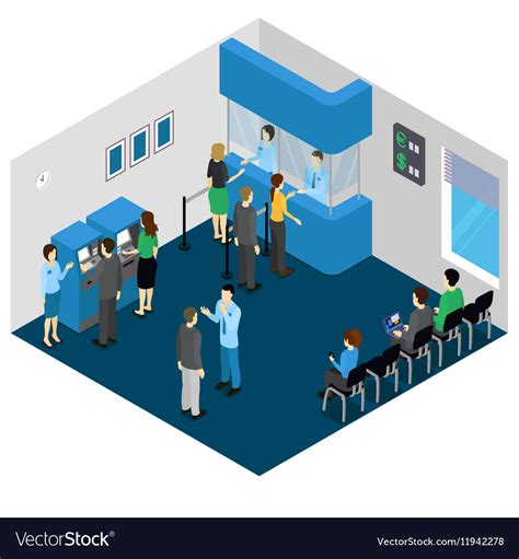 Bank Office Isometric Concept Royalty Free Vector Image