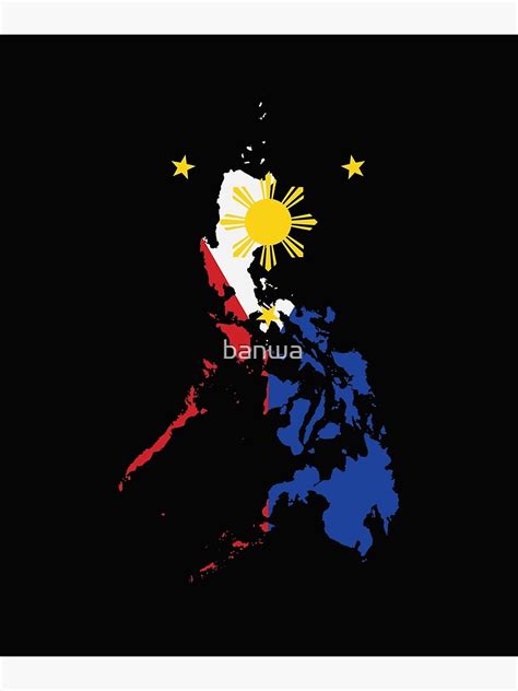 Filipino Map Philippines Flag Poster For Sale By Banwa Redbubble