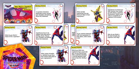 Free Spider Man What Makes A Superhero Discussion Prompt Cards Ages