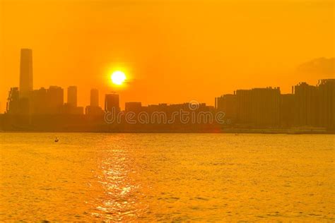 The Sunset Of Victoria Harbour Hong Kong June Editorial Stock