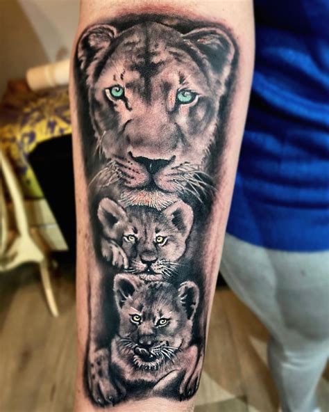 Lioness With Cubs Tattoo