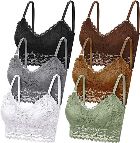 Geyoga 6er Pack Damen Spitzen BH Bralettes Mit Blumenmuster Kabellose