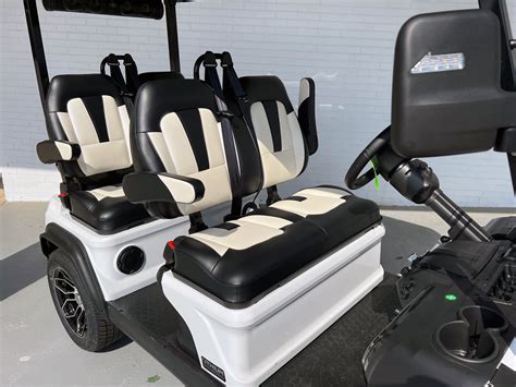 White Evolution D5 Ranger Lithium Golf Cart Forward Facing Golf Carts Lifted