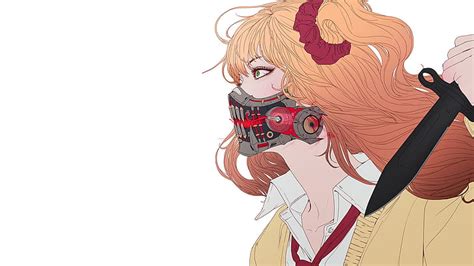 HD wallpaper: anime, cyberpunk, anime girls, white background, face, mask | Wallpaper Flare