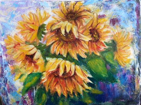 Abstract Sunflowers Painting Original Painting Original Art Etsy