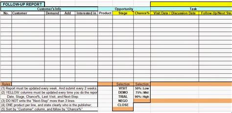 Customer Follow Up Excel Spreadsheet