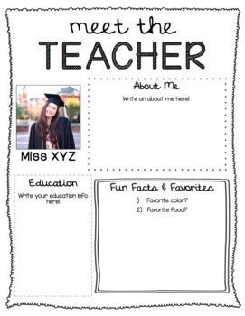 Teacher Editable Template Meet The Teacher Template Prntbl