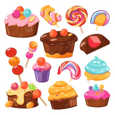 Doces Clipart Fofos Cupcakes Doces Redondos Cartoon Vetor Png Doces Clipart Desenho Animado