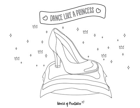 Cinderella Glass Slipper Coloring Page Sketch Coloring Page