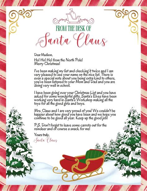 Editable Letter From Santa Letter From Santa Template Letter Etsy Australia