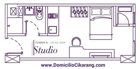 Denah Unit Studio Type Domicilio Cikarang Apartment Studio Type