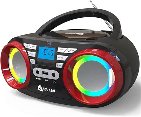 Klim Boombox B3 Portable Audio System Fm Radio Cd Mp3 Bluetooth Aux Usb Rgb Lights