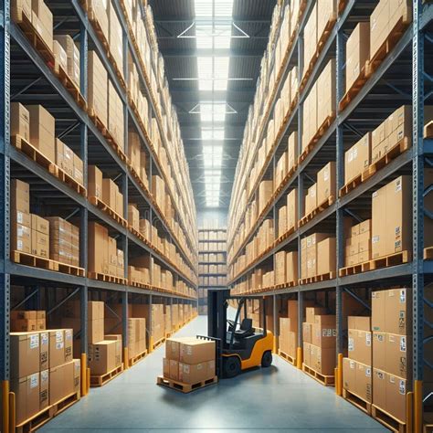 Organized Efficiency Neat Storage Boxes On Warehouse Shelves