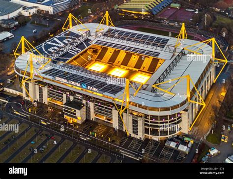 view of BVB Stadion Dortmund, Signal Iduna Park, Westfalenstadion, 18.01.2020, aerial view ...