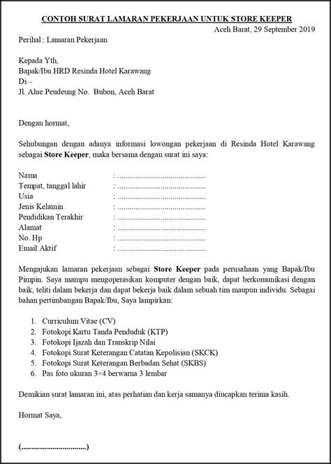 Contoh Surat Lamaran Kerja Di Hotel Yang Baik Dan Benar Surat Lamaran