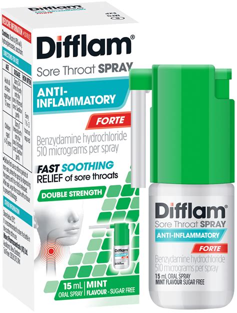 Difflam Sore Throat Spray Anti Inflammatory Forte 15ml Mint Flavour Difflam Shop By