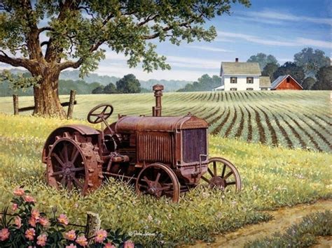 Paintings Of The Past | Farm art, Farm paintings, Farm pictures