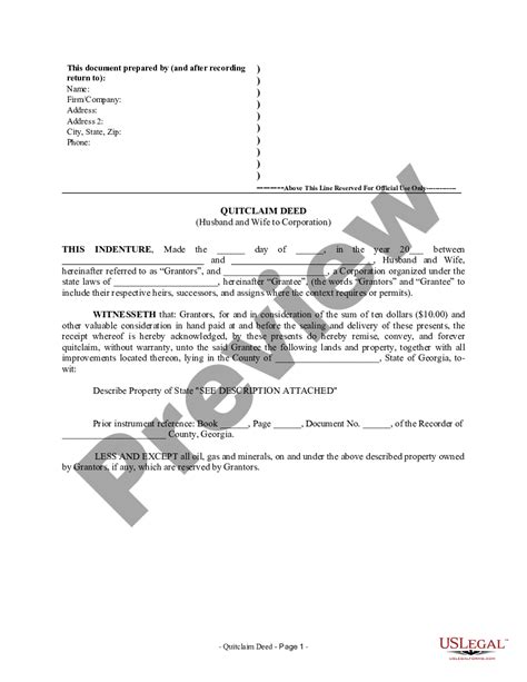 Quitclaim Deed Corporation Form Us Legal Forms