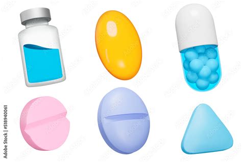 Medication D Icon Set Tablets Pills Liquid For Injection Medicinal