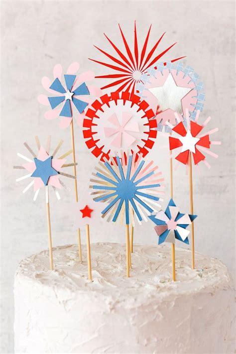 Paper Cake Topper Fireworks for the Fourth | Fireworks cake, Cake ...