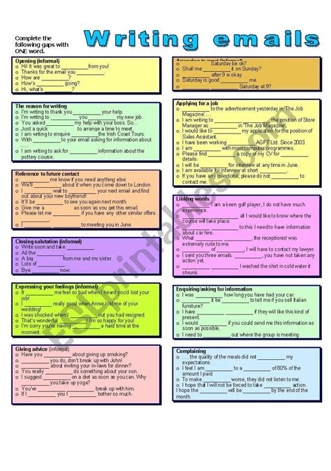 Writing Emails Useful Expressions 2 With Key ESL Worksheet By Roclam