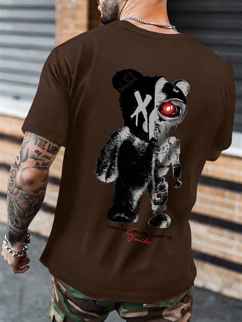 Manfinity Emrg Men Bear Letter Graphic Tee Shein Usa