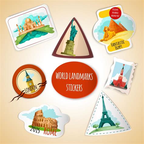 World Landmarks Stickers 427027 Vector Art At Vecteezy