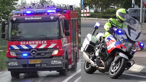 Brandweer Ambulances En Politie Met Spoed Naar En Van Twee Incidenten