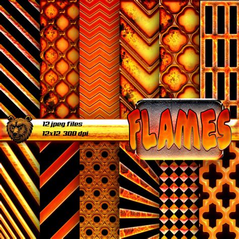 Flames Digital Paper Flames Digital Paper Flames Scrapbook Paper