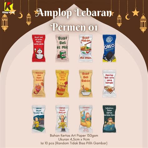 Jual Amplop Lebaran Permen Viral Karakter Lucu Angpao Permen Uang