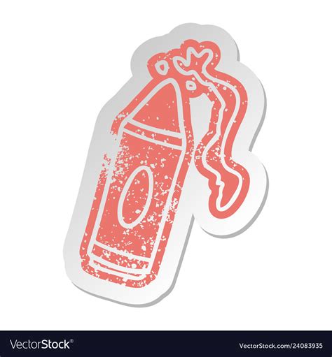 Distressed old sticker of a pink crayon Royalty Free Vector