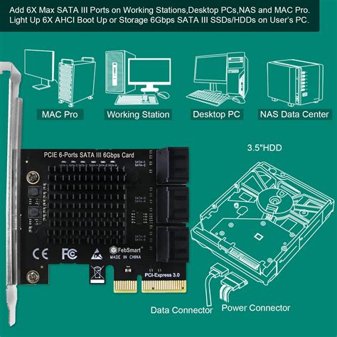 Mua FebSmart PCIE To 6 Ports 6Gbps Max Speed SATA III Expansion Card